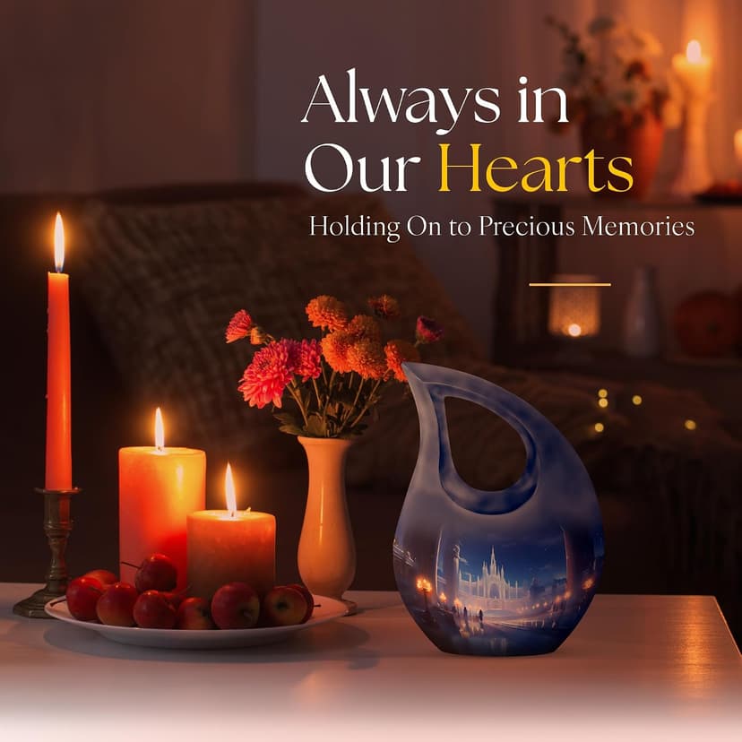 Castle Keepsake Cremation Urns for Human Ashes for Women, Drop Blue Burial Funeral Tiny Urn for Ashes for Men, Cremains Holder, Decorative Mini Remembrance Gift for Loss of Dad, 3 Inches B0FHWQ3F6X