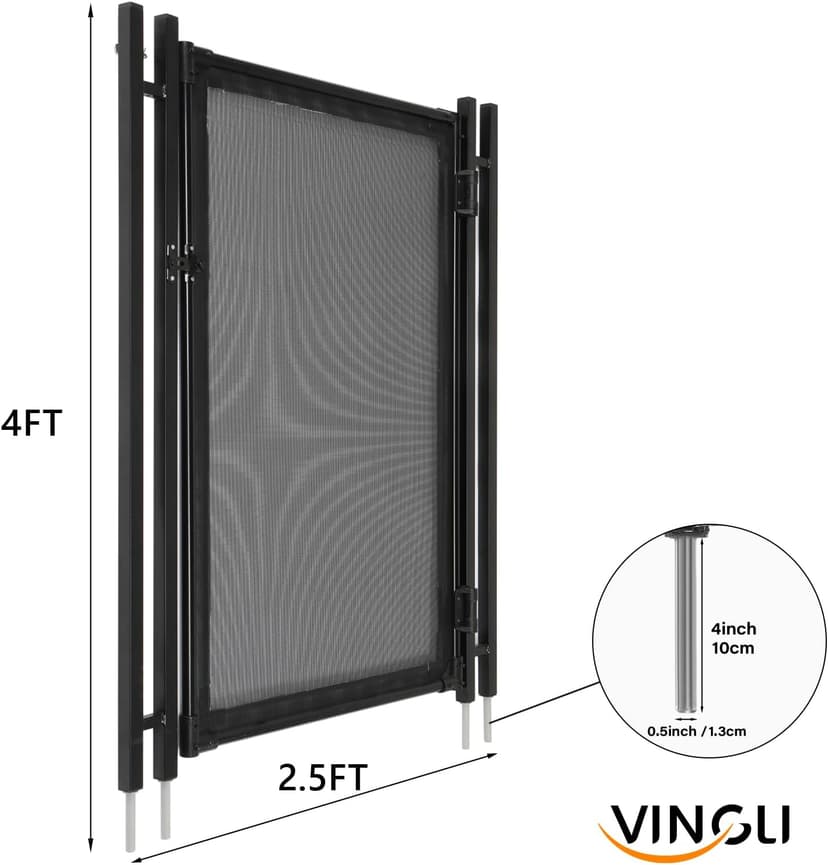 VINGLI Pool Fence Gate,4Ft x 2.5Ft Swimming Pool Fence in Ground Pool Safety Fencing (4FT × 2.5FT)