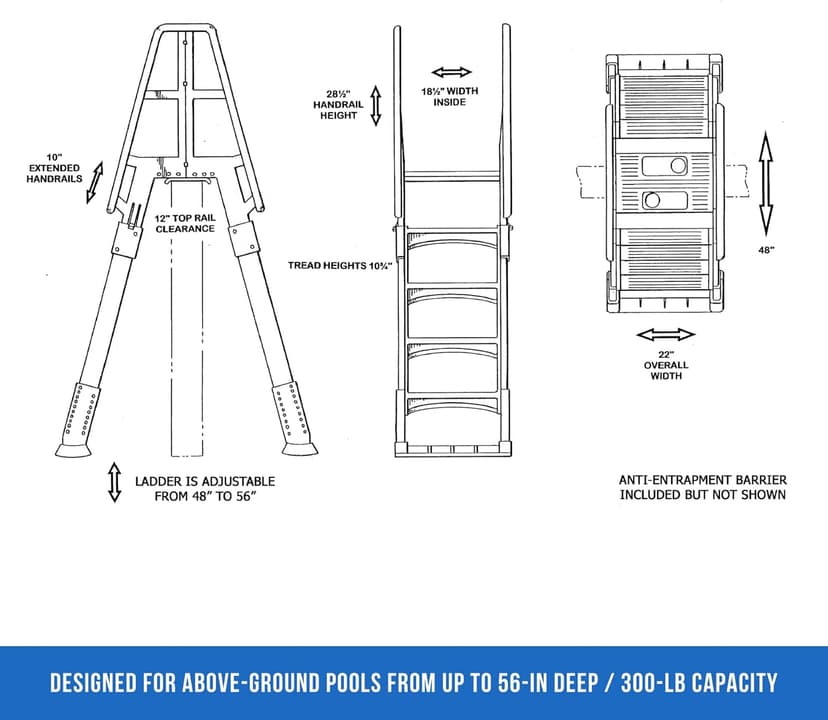Blue Wave Premium A-Frame Above Ground Pool Ladder - Taupe
