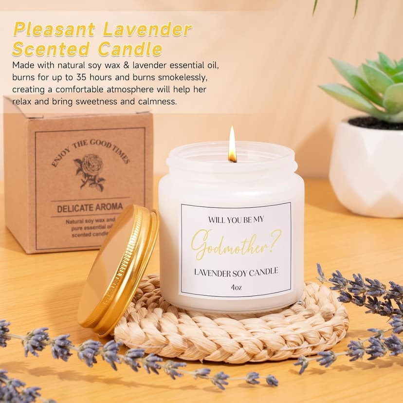 7PCS Godmother Proposal Gift, Will You Be My Godmother 16oz Glass Cup Bracelet Keychain Candle Self Care Gifts Basket for Women, God Mother Proposal Gift