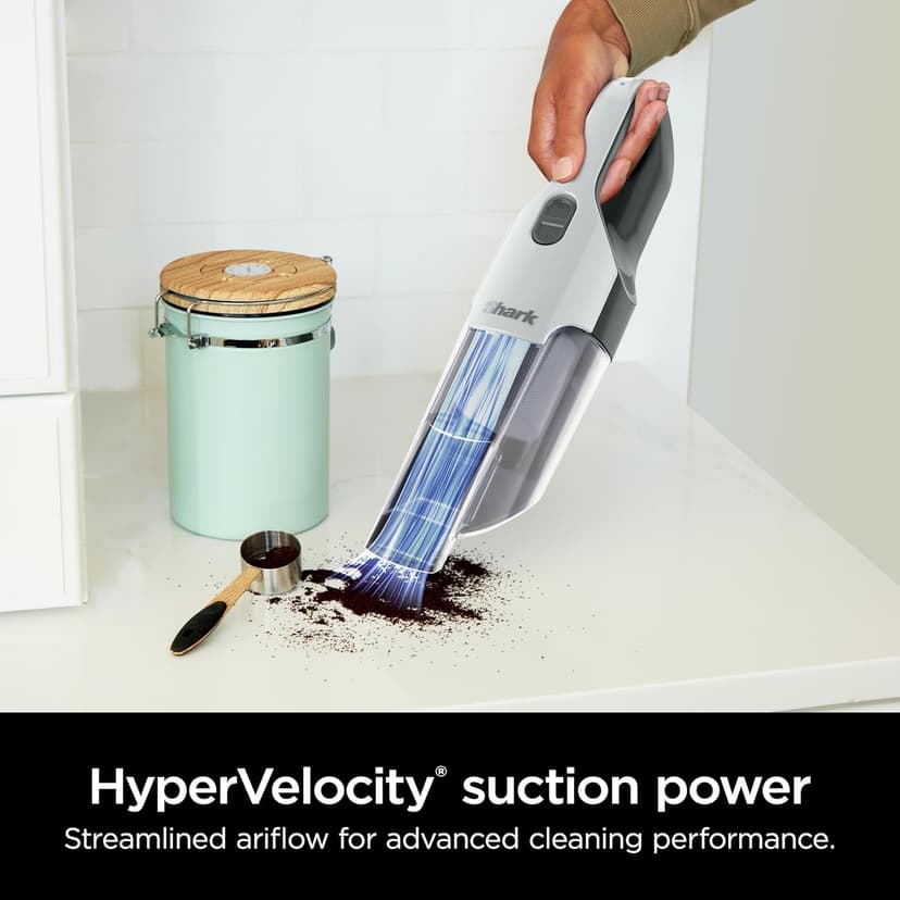 Shark Cyclone PET Handheld Vacuum with, HyperVelocity Suction, Powerful Pet Hair Pickup, Lightweight, XL Dust Cup, Including Upholstery Tool, 8" Crevice Tool, Scrubbing Brush, Pearl White, AA701