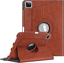 Fintie Rotating Case for iPad Pro 11-inch (4th / 3rd Generation) 2022/2021-360 Degree Swiveling Stand Cover w/Pencil Holder, Auto Sleep/Wake, Also Fit iPad Pro 11" 2nd/1st Gen, Vintage Brown
