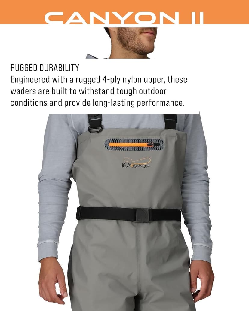 FROGG TOGGS Canyon II Breathable Waterproof Stockingfoot Fishing Chest Wader for Fishing