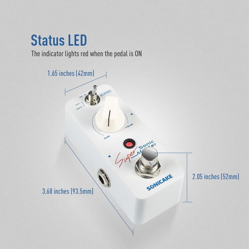 SONICAKE Clean Boost Pedal with Buffer and +12dB Gain, Mini Pure Boost Guitar Bass Effects Pedal - Sonic Super Master