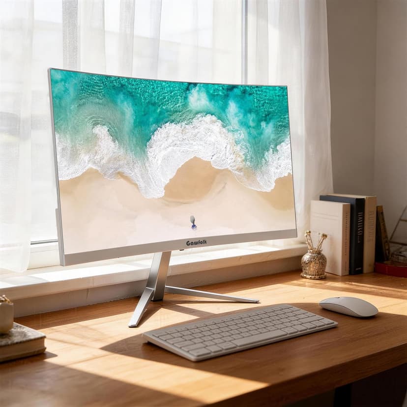 Gawfolk 27" Curved Gaming Monitor, 180Hz/200Hz FHD 1920x1080 1800R Immersive VA Panel, 1ms Response Time, FreeSync, Built-in Speakers, HDMI, VESA Mountable, White