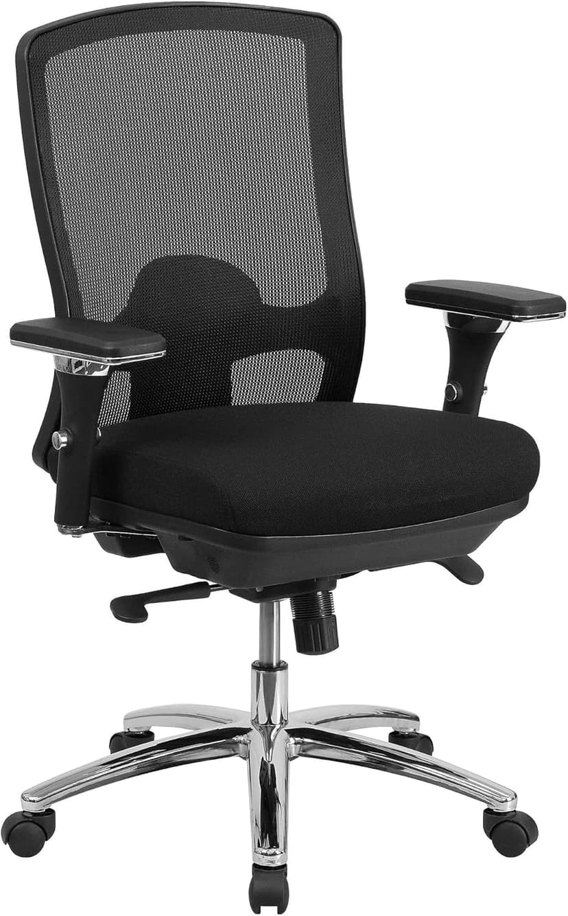 Flash Furniture HERCULES Series 24/7 Intensive Use Big & Tall 350 lb. Rated Black Mesh Multifunction Swivel Ergonomic Office Chair
