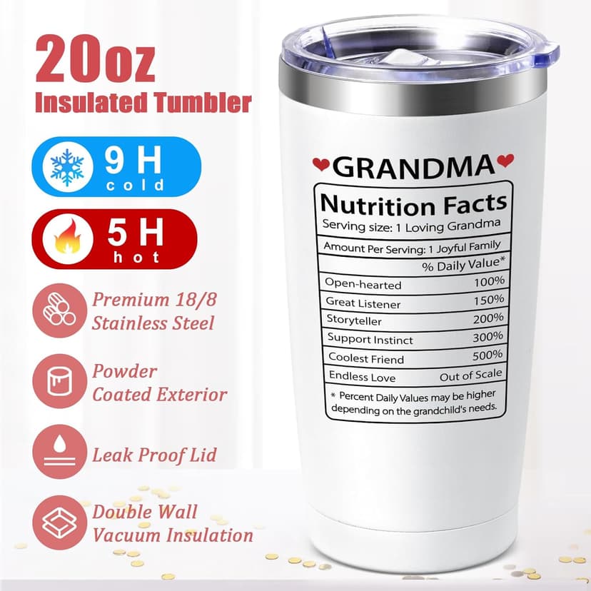 Lifecapido Gifts for Grandparents, 20oz Nutrition Facts Grandma Grandpa Tumbler Set, Grandparents Christmas Birthday Mothers Day Fathers Day Announcement Gifts for Grandma and Grandpa