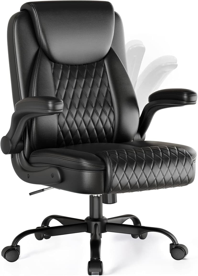 COMHOMA Leather Office Chair Ergonomic Computer Gaming Chair with Comfy Back Support, Executive Mid-Back,Small Gmaing Chair with Adjustable Armrests, for Short People Use, Rolling Swivel for Adults