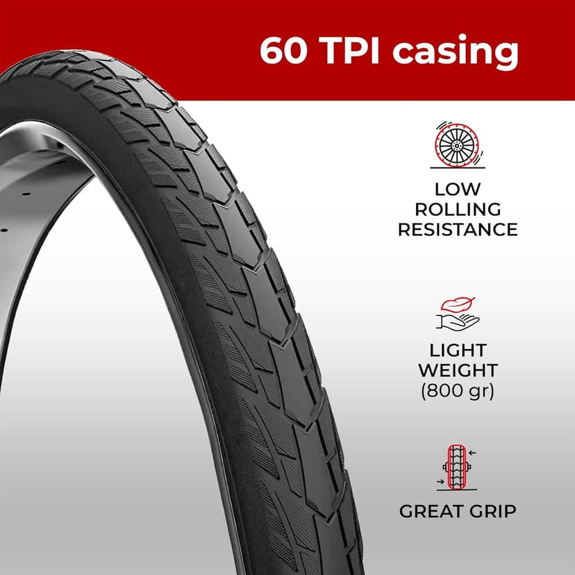 Fincci Pair 700x40c Bike Tire - 700c Gravel Tires with Kevlar & Nylon 1mm Puncture Proof - Lightweight 60 TPI Foldable Bicycle Tires 42-622 for Hybrid, Electric, Touring Bikes