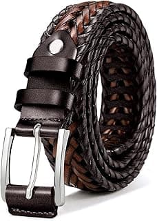 BULLIANT Mens Belts,Leather Woven Braided Belts for Gift Men Casual Jeans Golf