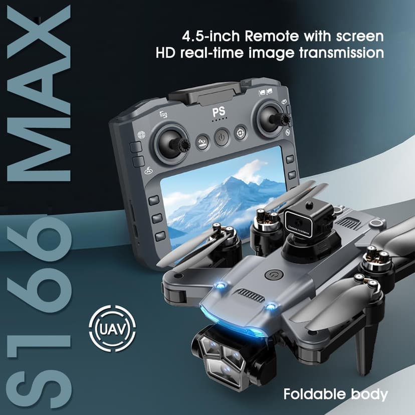 4K Drone with Camera for Adults, FPV Foldable Quadcopter with 4.3" Screen Remote Controller, Brushless Motor,Obstacle Avoidance,Under 249g,One-Key Takeoff & Auto Follow,2Batteries,Portable HD Drone