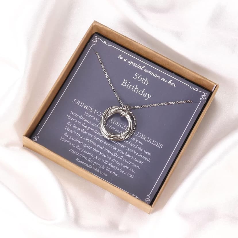 Birthday Gifts for Women, Sterling Silver Chain Circles Necklace 30th 40th 50th 60th 70th 80th 90th Birthday Necklace for Her Woman 30 40 50 60 70 80 90 Years Old Birthday Gifts for Women