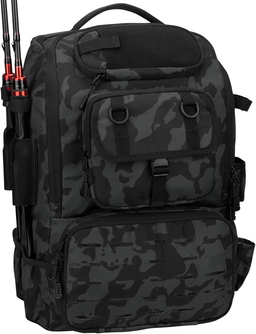 onedayHI Fishing Backpack with Rod Holders,40L Large Water-resistant Fishing Tackle Bag with Cooler,Tackle Box Backpack