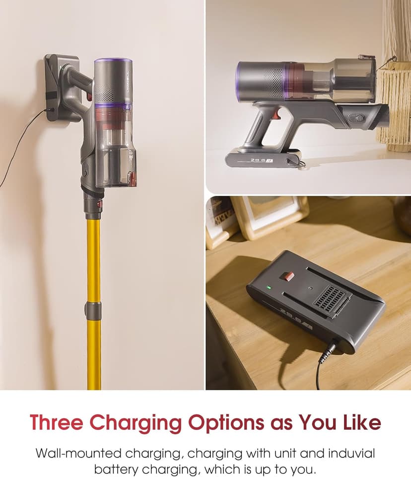 UNINELL HOME Cordless Vacuum Cleaner, 50000Pa 580W 70Mins Vacuum Cleaners for Home,Anti-Tangle Stick Vacuum Self-Standing, Handheld Vacuum Rechargeable for Pet Hair/Carpet/Floor,LED Display