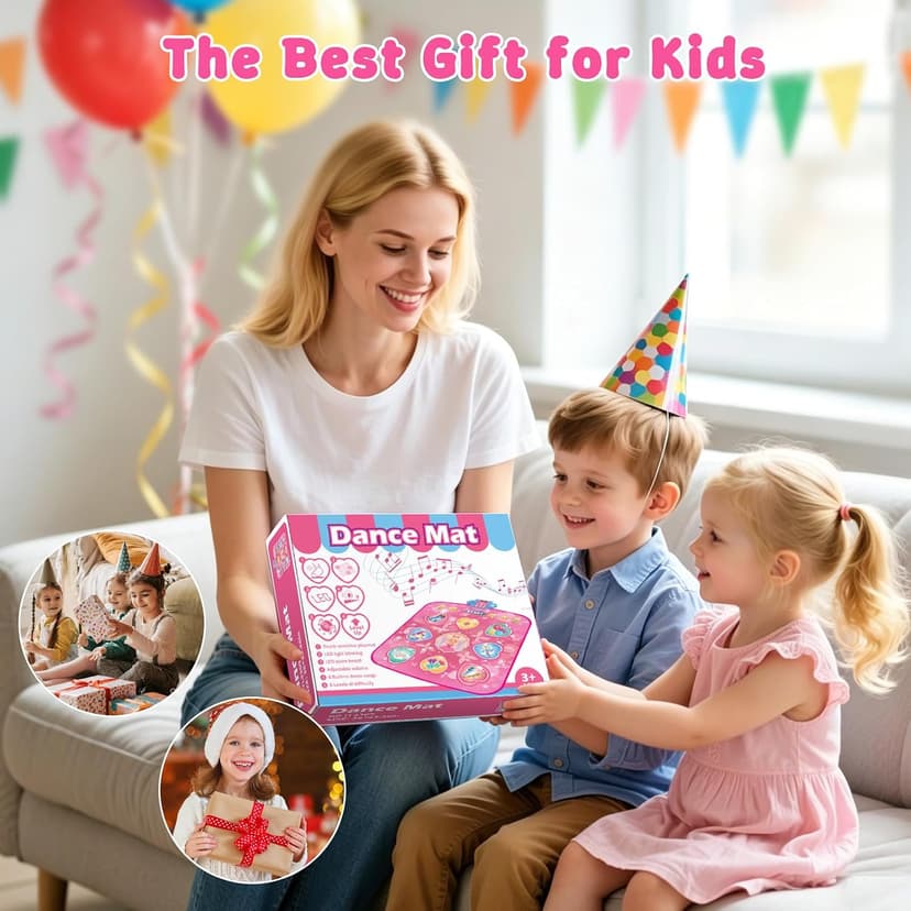 LED Score Display, Piano Game Modes, Anti-Slip Foldable Dancing Pad for Kids 3-12, Birthday Gifts for Girls Dance Mat – 9-Button Electronic Music Playmat with 8 Challenge Levels B0GSZ81B2V