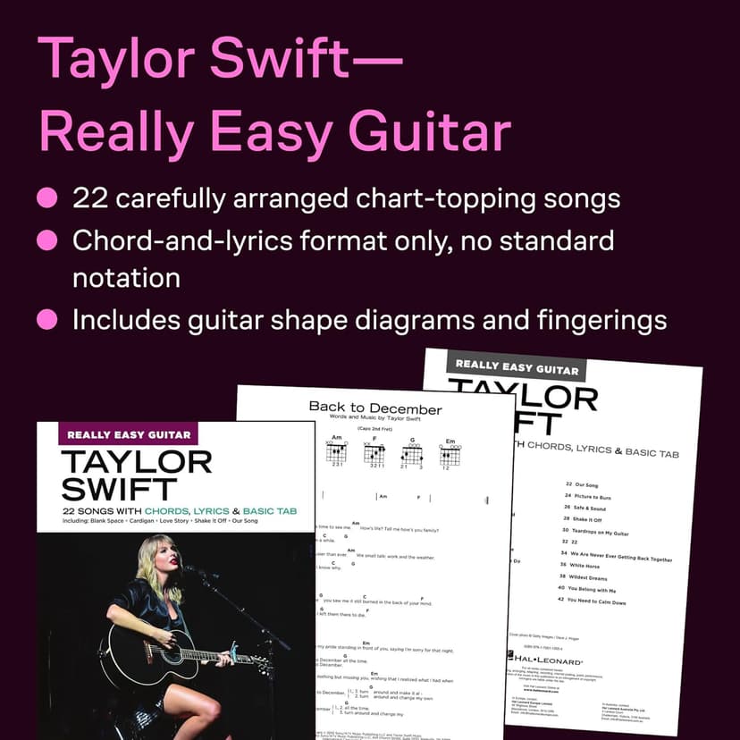 Taylor Swift - Really Easy Guitar Songbook | Beginner Guitar Music Book with Chords Lyrics and Basic Tab | 22 Easy Songs for Acoustic and Electric Guitar Players | Fun Pop and Country Collection