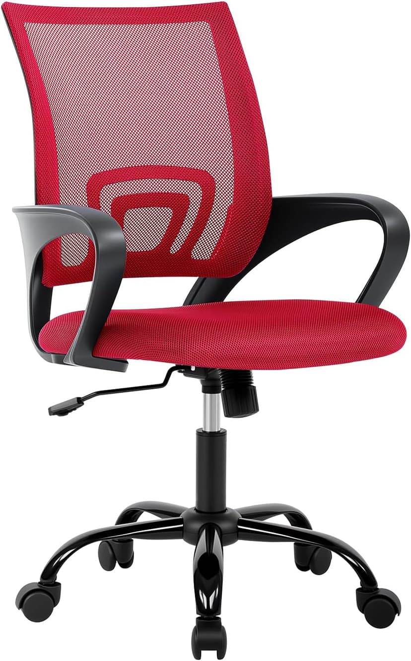 BestOffice Office Chair Ergonomic Cheap Desk Chair Mesh Computer Chair Lumbar Support Modern Executive Adjustable Stool Rolling Swivel Chair for Back Pain (Red)