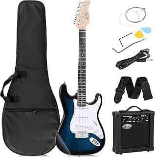 ZENY 39" Full Size Electric Guitar with Amp, Case and Accessories Pack Beginner Starter Package, Blue Ideal Christmas Thanksgiving Holiday Gift