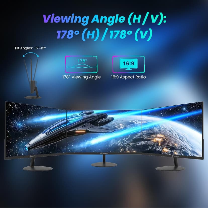 ArcticPro 22 inch 100Hz Monitor, Full HD (1920 x 1080p) Computer Monitor, 105% sRGB, 3000:1 Contrast, 3-Sided Frameless, Ultra Slim, VESA, LowBlue Mode, Tilt Adjust, HDMI *1, VGA*1