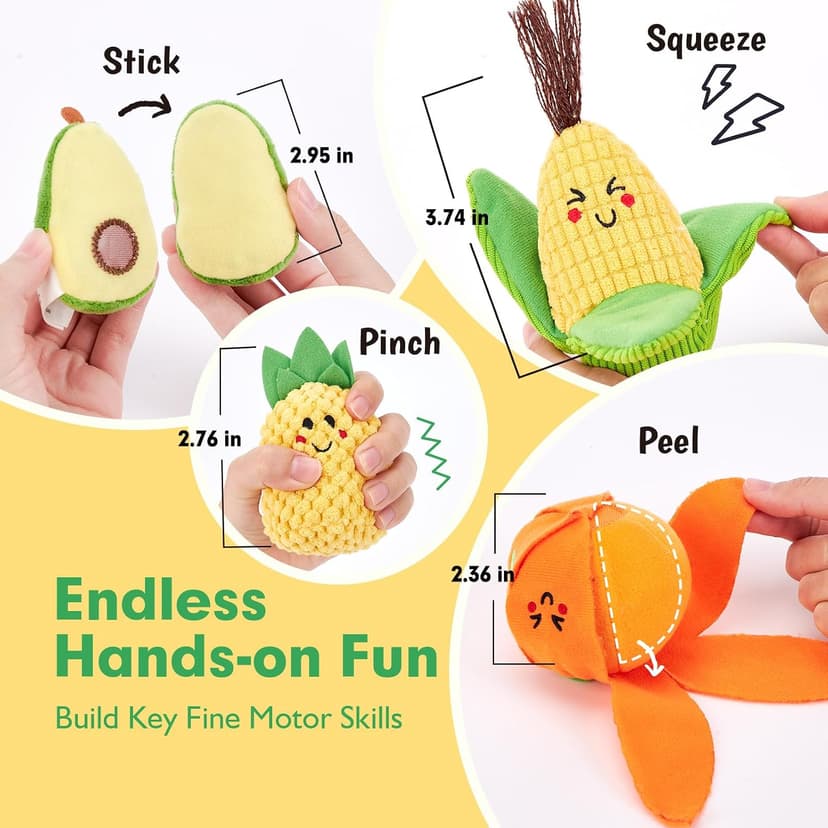 Color Sorting Play Food with Textures, Crinkle, Rattle, 6-12 Month Baby Toys 1 Year Old Boy Gifts One Year Old Girl Birthday hahaland Baby Sensory Toys Montessori Toys 1 Year Old Fruit Vegetable 16PCs B0DMVXR942
