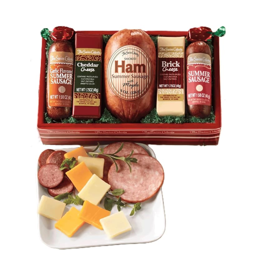 The Swiss Colony High 5 Assorted Summer Sausages and Cheeses Meats and Cheeses Gift Basket