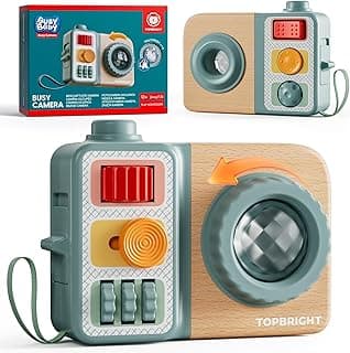Fine Motor Skills Busy Camera Toy, Travel Toys for Babies 12-18 Months on Airplane Car, 1 Year Old Boy Girl Birthday Gifts TOP BRIGHT Busy Board for 1 Year Old, Montessori Toys for Toddlers B0GQBLYPD2