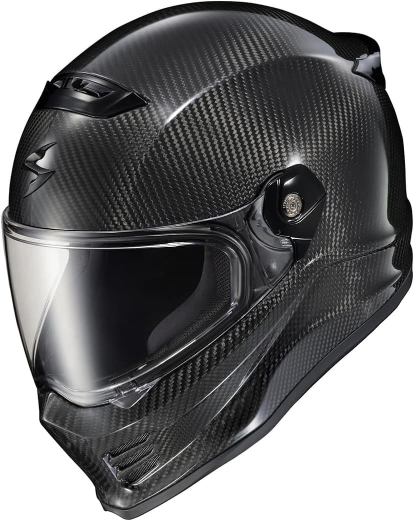 ScorpionEXO Covert FX Carbon Fiber Full Face Motorcycle Helmet Street Fighter Style - Bluetooth Ready Speaker Pockets DOT ECE Solid (Gloss Black - Medium)