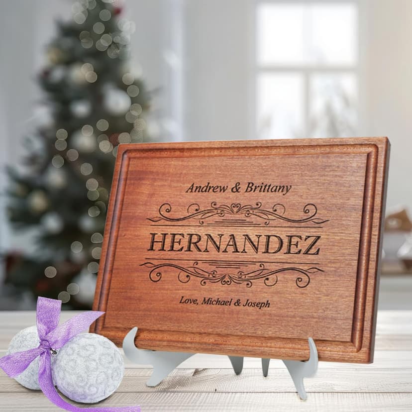 Personalized Cutting Board - Custom Engraved Wood Charcuterie Board - Best Wedding Gift Idea for Couples (Bride & Groom), Newlyweds - Handcrafted in USA from Premium Hardwood 002