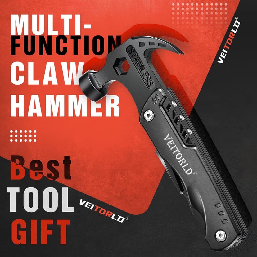 VEITORLD Christmas Stocking Stuffers, Gifts for Men Dad, Anniversary Birthday Gifts Idea for Him Husband Boyfriend, All in One Tools Hammer Multitool, Camping Hunting Hiking Xmas Presents, Cool Gadget