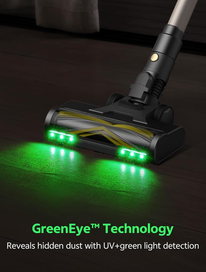 Ultenic Cordless Vacuum Cleaner, 550W 50KPA 65min Runtime, Stick Vacuum with Green Light, Self-Standing & 180° Lay-Flat, Anti-Tangled Brush, Vacuum Cleaners for Home/Hard Floor/Carpet/Pet Hair, U15