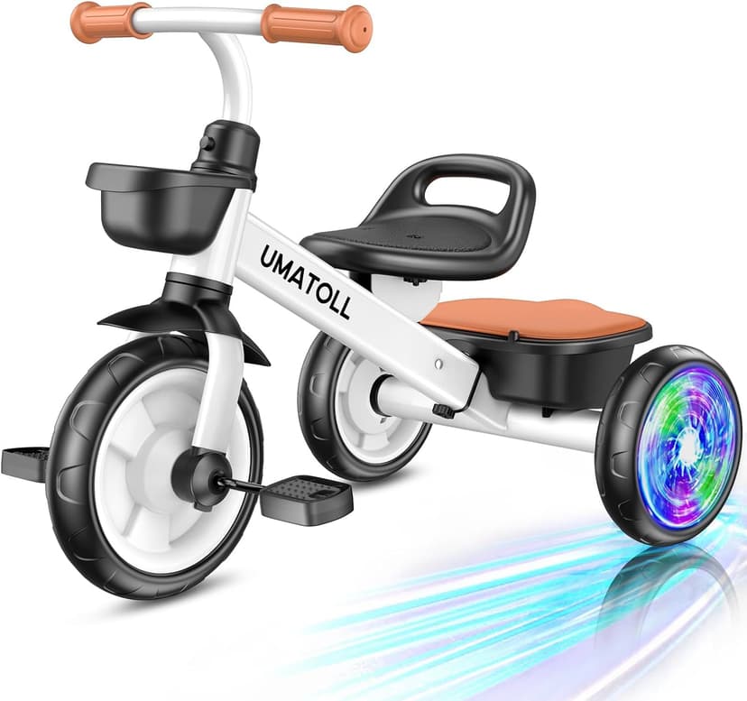 Adjustable Toddler Bike Outdoor Toys, Trike with Light up Wheels Umatoll Tricycle for Toddlers 2-5 Year Old, Birthday Gift for Boy Girl 2-4 B0DP9RKM21