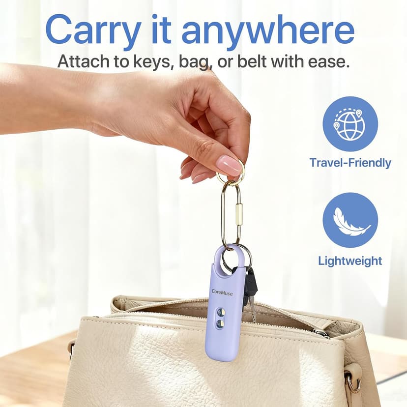 Personal Safety Alarm for Women – Panic Button 130dB Siren with Dual LED Strobe Flashlight, Rechargeable Self Defense Keychain for Night Walking, Campus, Travel Gifts for Women (Violet) B0FX35T8LD