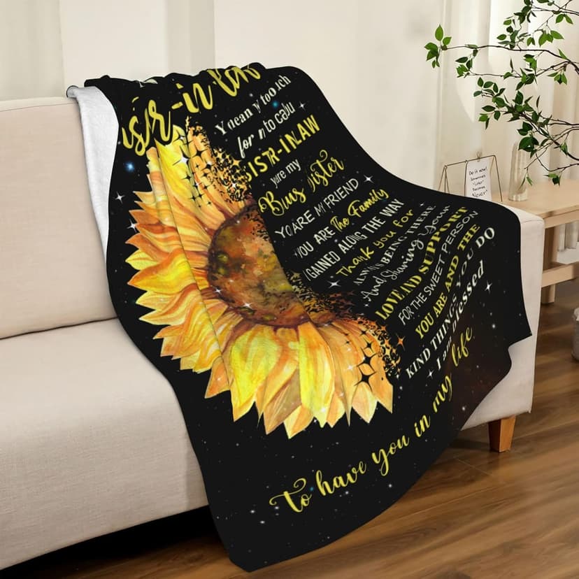 puekrtoa Christmas Sister in Law Birthday Gifts, Xmas Gift for Sister in Law for Women, Best Sisters-in-Law Wedding Gift Ideas, Sisters in Law Throw Blanket 60"X50"