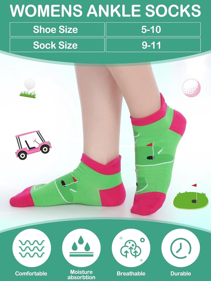 10 Pairs Novelty Golf Socks for Women Christmas Athletic Ankle Low Cut Golf No Show Socks for Female Golfers Birthday Holiday Gifts