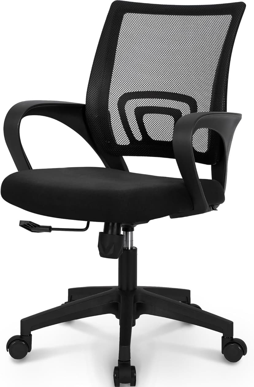 NEO CHAIR Office Desk Computer Chair Ergonomic Mesh Gaming Cushion Seat with Comfy Lumbar Mid Back Support Adjustable Height Swivel Rolling Wheels for Home Task (Mesh Black)