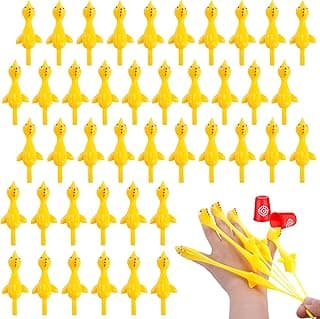 POPLAY 42PCS Flying Chicken Slingshot, Party Favors Treasure Box Toys for Kids 4 to 8, Flicking Rubber Chickens Finger Toys for Christmas Stocking Stuffers, Classroom Prizes, Xmas Gifts Goodie Bag