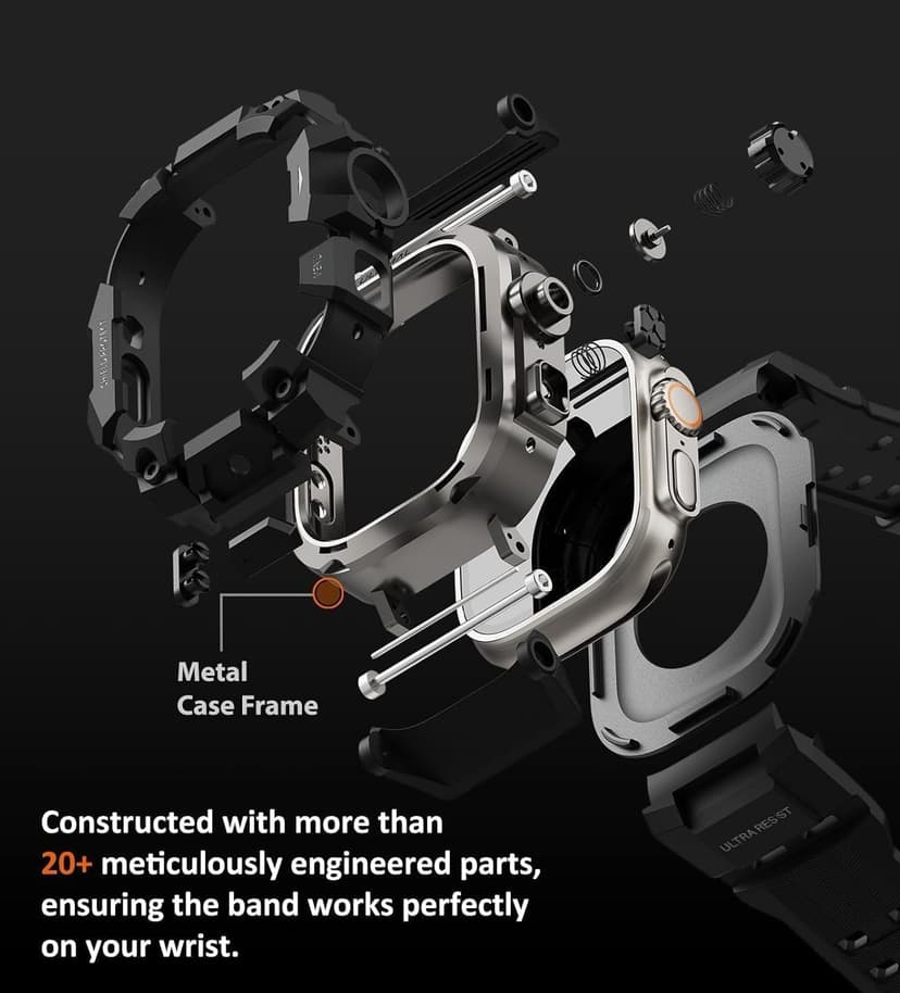 ULTIMAL Rugged Case with Band for Apple Watch 49mm,Compatible with Apple Watch Ultra 3/2/1, Military Grade Shockproof Bumper Cover for iWatch Tactical Band Men (Black, 49mm)