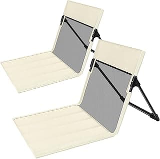 Foldable Poolside Chairs, 2 Pack Lightweight Portable Beach Chairs with Back Support for Adults, Compact Folding Pool Edge Chair for Outdoor Camping Picnic Beach, Light Beige