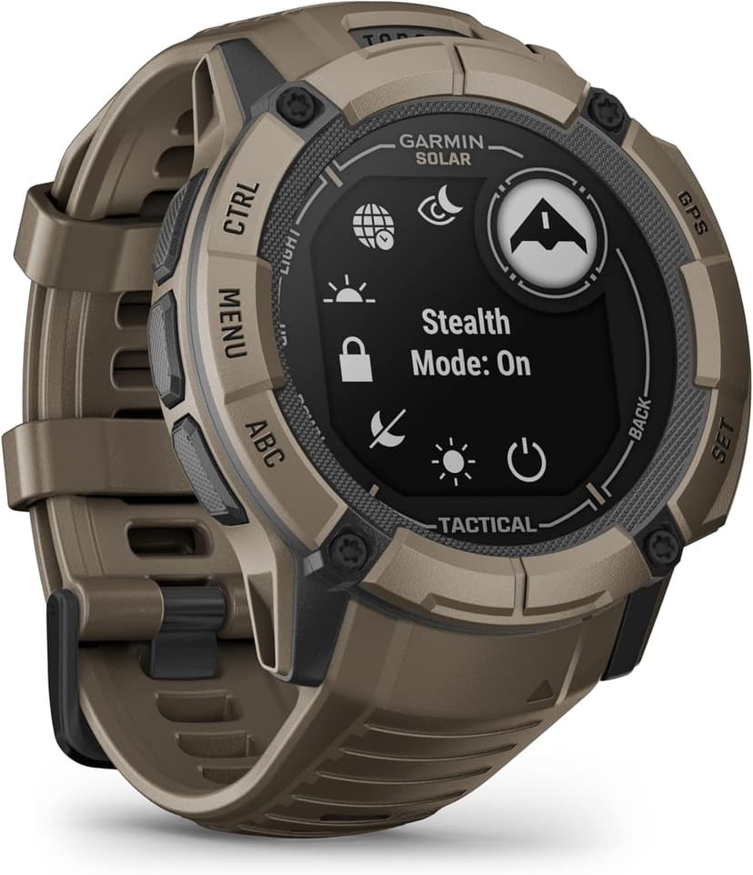 Garmin Instinct 2X Solar - Tactical Edition, Rugged GPS Smartwatch, Built-in Flashlight, Ballistics Calculator, Solar Charging Capability, Coyote Tan