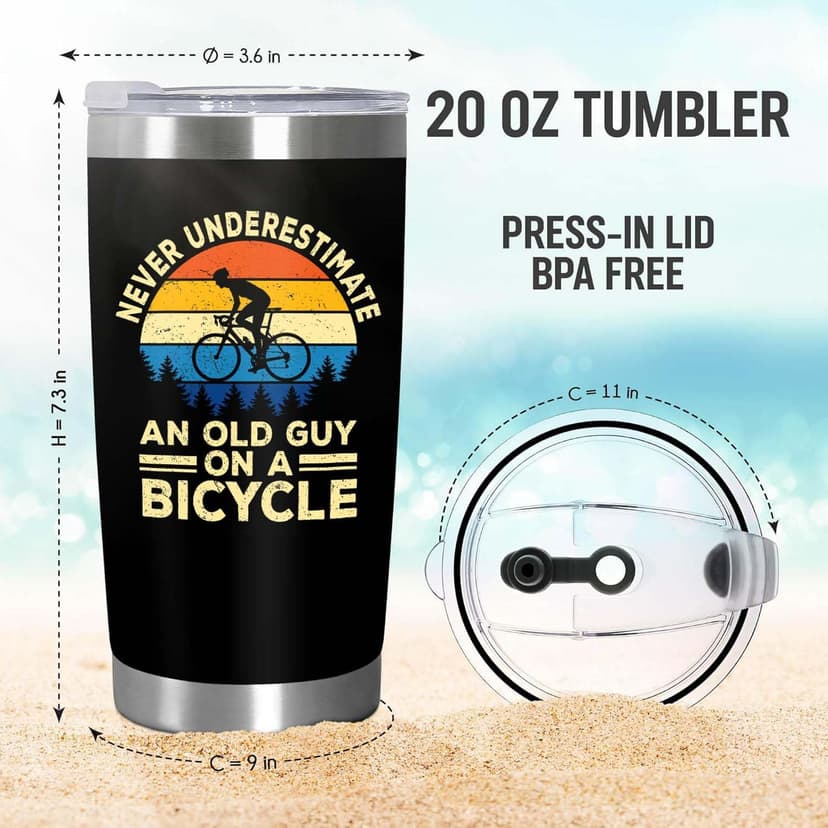 Gifts for Bikers - Cycling Tumbler 20oz - Cool Gifts for Cyclists Riders Triathlete Bicycle Lover, Fathers Day Mother Days Christmas Birthday Cycling Mug Bicycle Coffee Cup B0GSPZFS4R