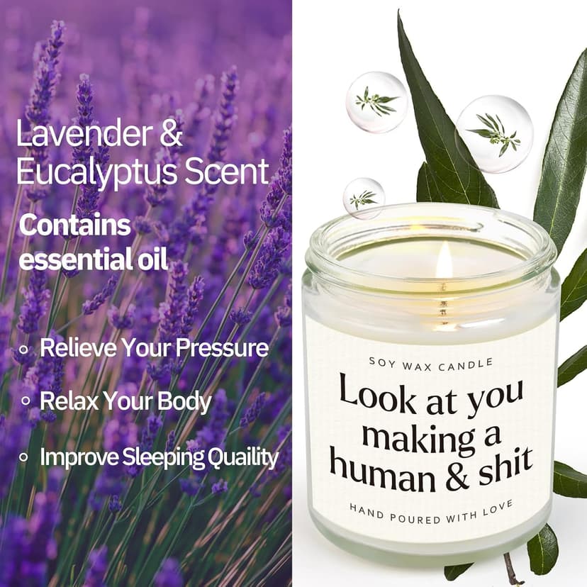 Postpartum Gift for Mom After Birth, First Time Moms Mothers Day Gift, Soy Wax Candle, 7 Oz Funny New Mom Gifts, Handmade Scented Lavender Candle for New Mom B0DW3PP13S