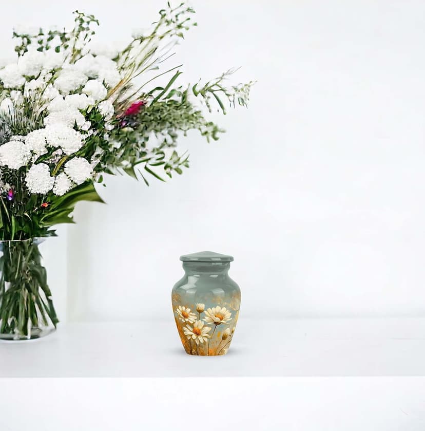 Daisy Urn for Ashes - Funeral Urns for Women - Daisy Cremation Urn for Adult Ashes Men - 2/3 Tablespoon of Ash Keepsake Box Daisy Urn - Flower Urn Small Keepsake - Urns for Burial in Ground - 3 Inch B0CZXM5ZJD