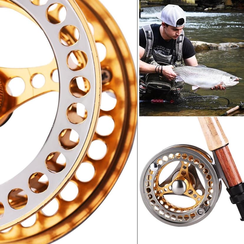 Sougayilang Fly Fishing Reel Large Arbor 2+1 BB with CNC-machined Aluminum Alloy Body and Spool in Fly Reel