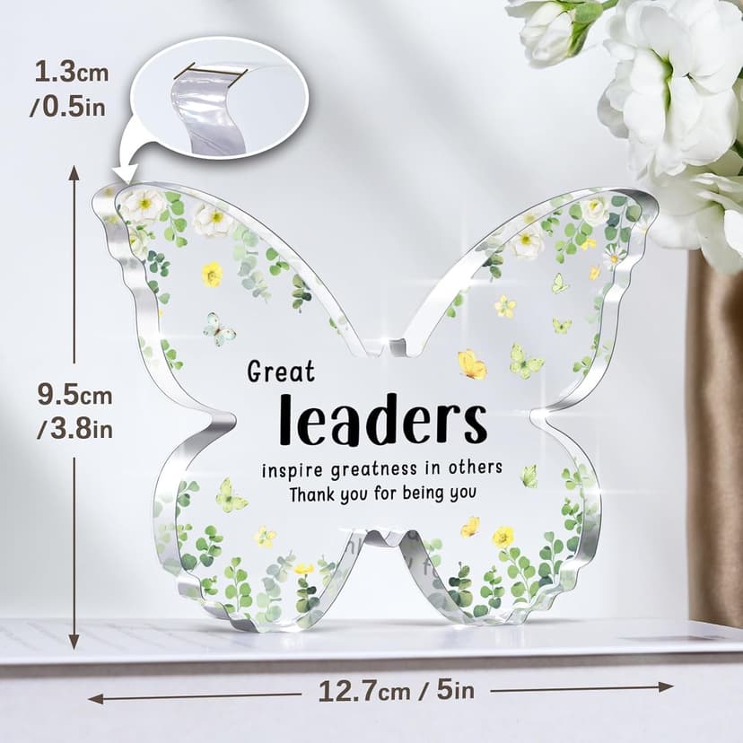 Boss Christmas Gifts, Boss Lady Gifts for Women, 5x3.8x0.5 Inch Butterfly Acrylic Plaque Decor, Birthday Retirement Leaving Going Away Boss Day Christmas Gift for Female Boss Leaders Manager