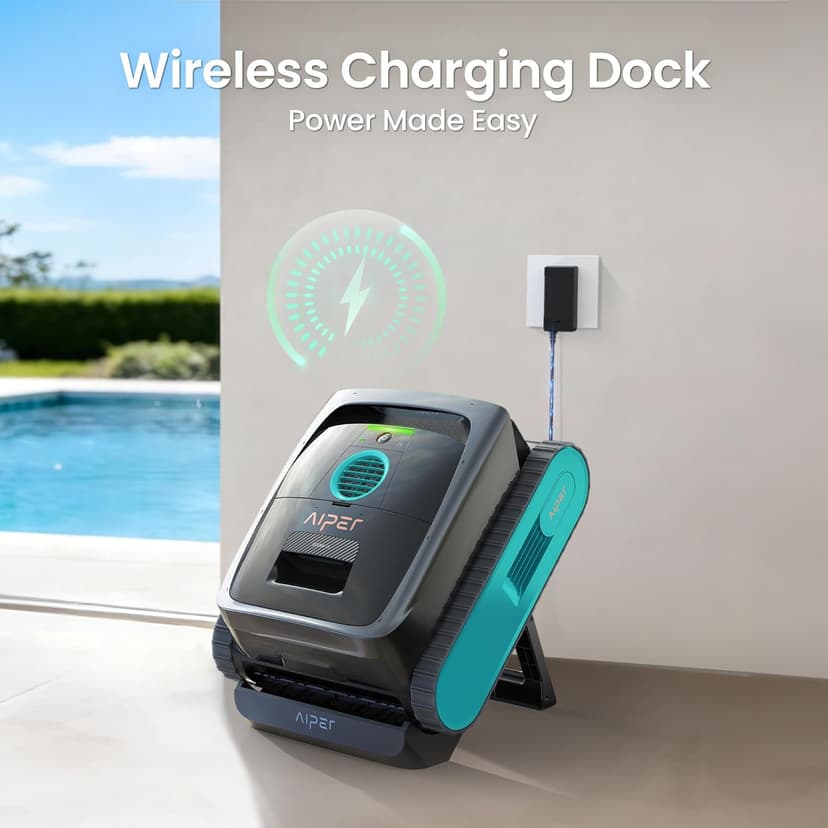 AIPER Scuba V3 AI Vision Cordless Robotic Pool Cleaner, Include Wireless Charging Dock, Smart Waterline Parking & Featherlight Design, Micromesh Multi-Layer Filtration, Blue