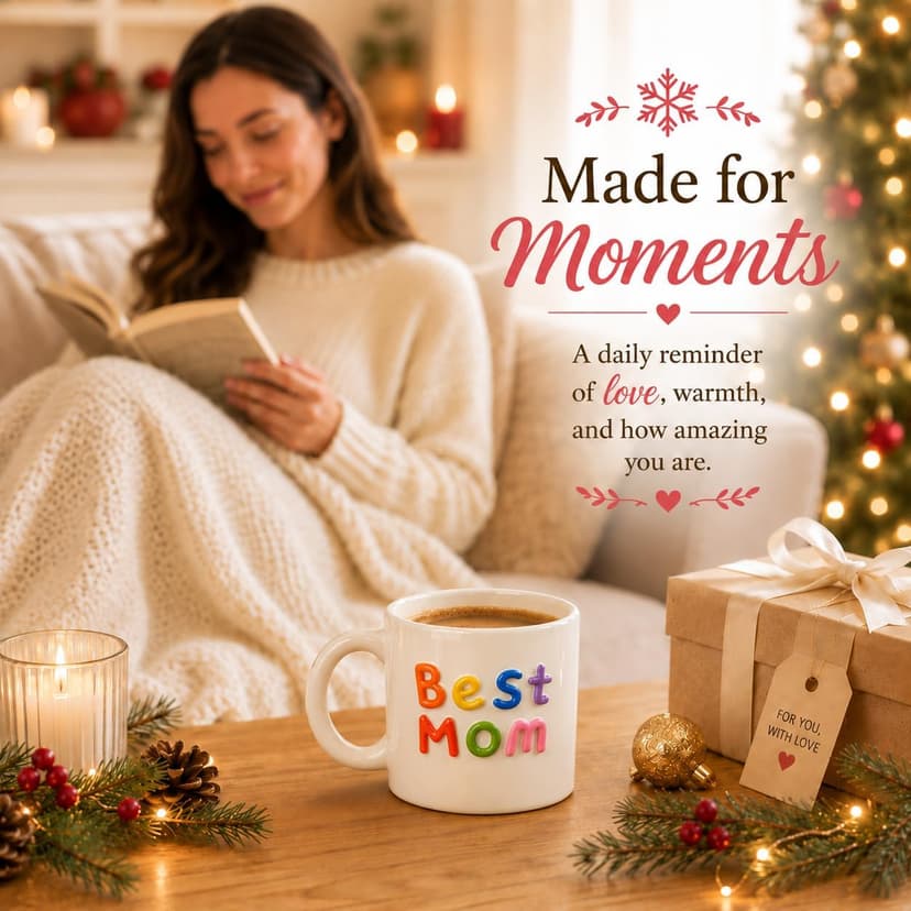 Colorful 3D Lettering Comfortable Handle Birthday Gifts for Mom Birthday Gifts Happy Birthday Mom Gifts For Mom,Mom Gifts,Mom Birthday Gifts,Mothers Day Gifts-Best Mom Mug B0H9YK5B49