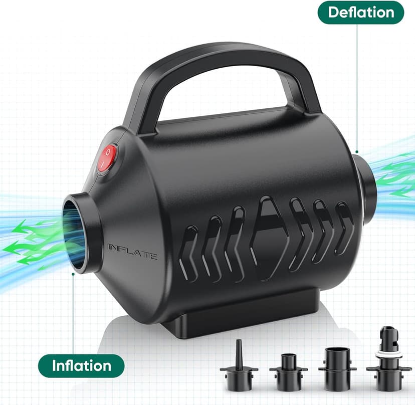 Electric Air Pump for Inflatable Pool Toys - High Power Quick-Fill Air Mattress Inflator Deflator Pump for Pool Float Raft Gymnastics Track Mat, Portable Air Pump 4 Nozzles AC 110-120V (400W)