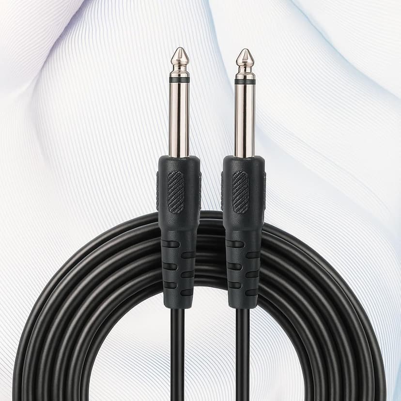 10 ft 6.35mm Guitar Cable - Straight to Straight Instrument Cable, Black Electric Guitar Cord for Electronic Drum, Musical Instrument, Speaker