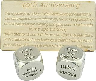 TIN Date Night Dice 10th Anniversary 100% Pure Tin - Create a Unique 10th Anniversary Date Night