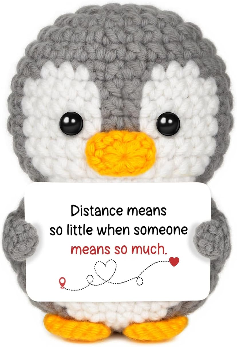 Miss You Thinking of You Gifts for Friend Couple, Positive Crochet Penguin, Farewell Goodbye Going Away Gift for Him Her Long Distance Relationship Gifts for Boyfriend Girlfriend Friendship B0GD69ZJ6M
